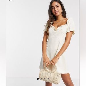 Vero Moda milkmaid mini dress in beige